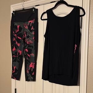 LuLaRoe Black and Pink Patterned Leggings